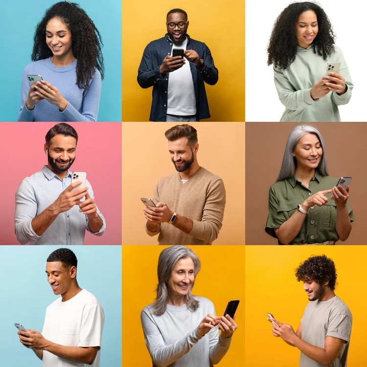 People using smartphones to call or contact a dental office